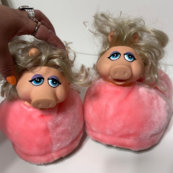 Jim Henson Vintage Muppets Miss Piggy Plush Slippers Adult Rare Never Worn - Picture 3 of 17